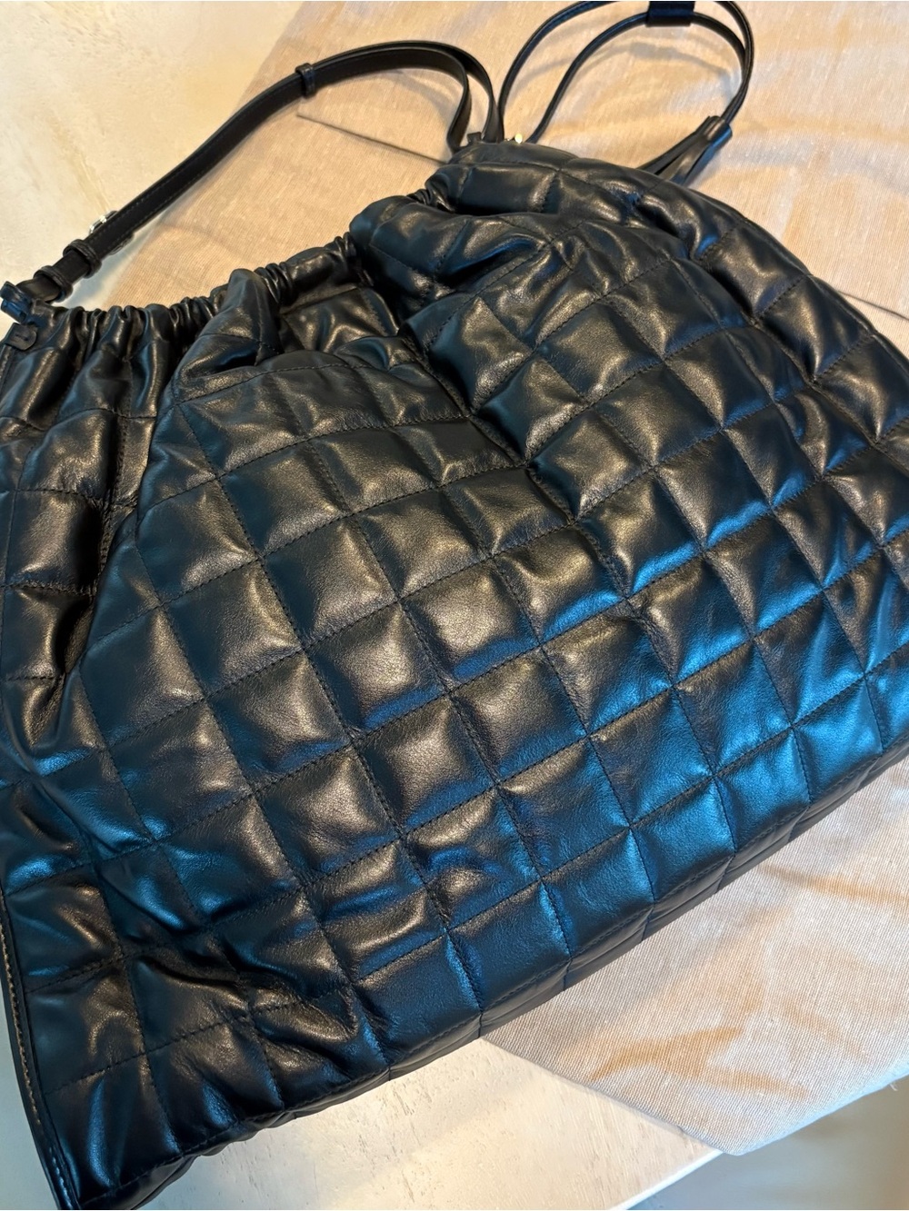 Gucci Black Quilted Leather Drawstring Shoulder Bag with tassels - Picture 8 of 13